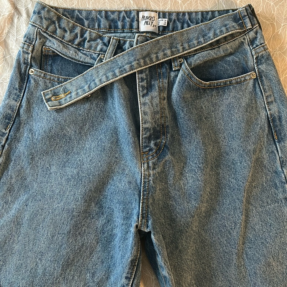 Princess Polly The Sweetest Thing Cross Over Denim Jeans Size 10